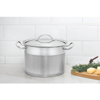 Caldeirão Tramontina Professional 28cm 11,9L em Aço Inox F. Triplo Tampa Plana Satinado 62625280