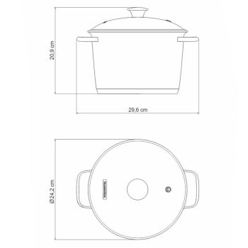 Caldeirão Tramontina Allegra 22 cm 5,5 L em Aço Inox com Fundo Triplo e Tampa de Vidro 62655224