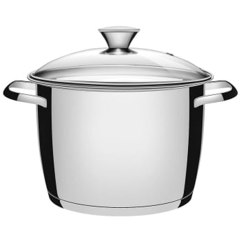 Caldeirão Tramontina Allegra 24 cm 7,5 L em Aço Inox com Fundo Triplo e Tampa de Vidro 62655244 Caldeirão Tramontina Allegra 24 cm 7,5 L em Aço Inox com Fundo Triplo e Tampa de Vidro 62655244