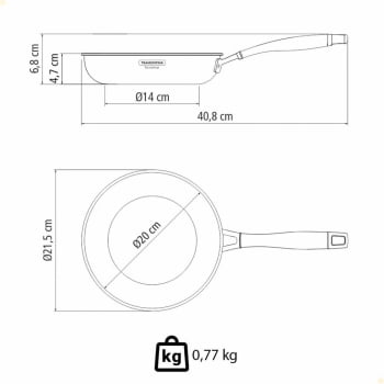 Frigideira Tramontina Grano 20 cm 1,2 L Aço Inox com Corpo Triplo Rev. Interno Antiaderente 62155207