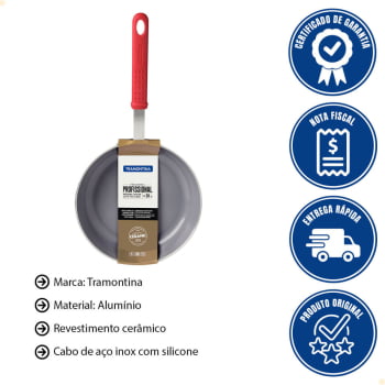 Frigideira Tramontina Profissional 28cm 3,1L Alumínio Rev.Interno Cerâmico c/ Cabo Silicone 20885028