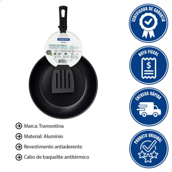 Frigideira Tramontina Coimbra 22cm 1L em Alum Antiaderente e Externo Vermelho com Espátula 20205722