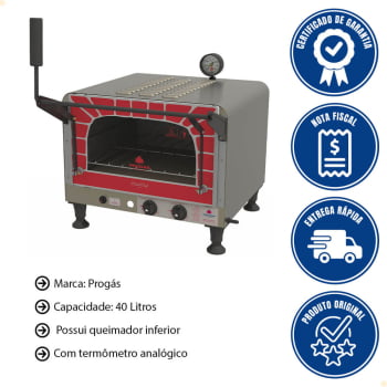 Forno A Gás Refratário Progás Mini Chef de Bancada PRP-400G Style G2 P37864