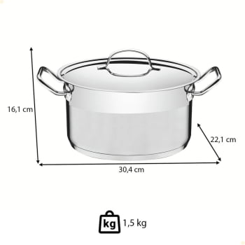 Caçarola Professional Funda Tramontina 20cm 3,6L Aço Inox com Tampa e Fundo Triplo 62624201