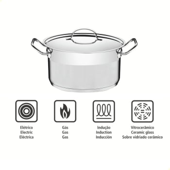 Caçarola Professional Funda Tramontina 20cm 3,6L Aço Inox com Tampa e Fundo Triplo 62624201
