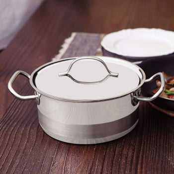 Caçarola Professional Funda Tramontina 20cm 3,6L Aço Inox com Tampa e Fundo Triplo 62624201
