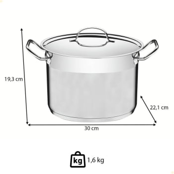Caldeirão Professional Tramontina Fundo 20 Cm 4,6 L Aço Inox com Tampa e Fundo Triplo 62625201