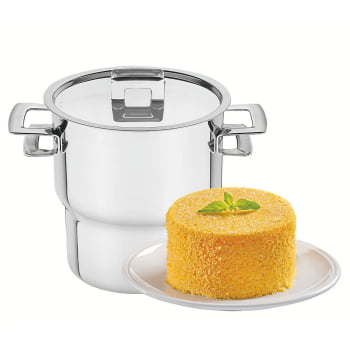 Cuscuzeira Tramontina Brava 14 cm 2,1 L em Aço Inox com Alças e Tampa 62419140