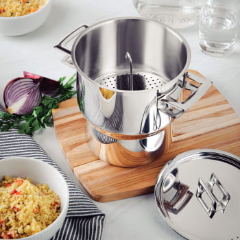 Cuscuzeira Tramontina Brava 14 cm 2,1 L em Aço Inox com Alças e Tampa 62419140