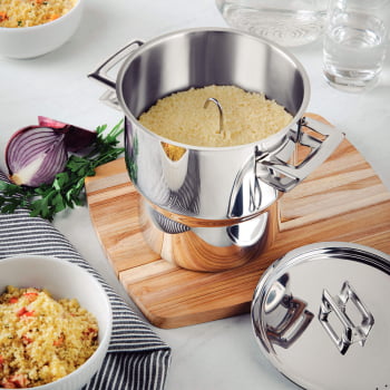 Cuscuzeira Tramontina Brava 14 cm 2,1 L em Aço Inox com Alças e Tampa 62419140