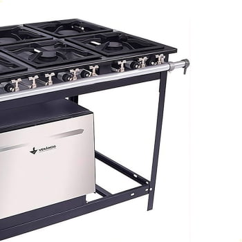 Fogão Industrial Venâncio Extra A Gás Glp 6 Bocas - 3 Simples 3 Duplas 30x30 Com Forno E6 14804