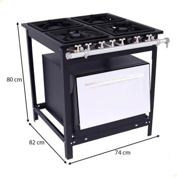 Fogão Industrial A Gás Venâncio Extra 4 Bocas 2 Simples E 2 Duplas 30x30 Com Forno E4 14904