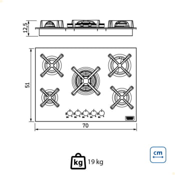Cooktop a Gás Tramontina Design Collection Penta Inox Flat 5 GX 70 Aço Inox 5 Queim. Aut 94727104