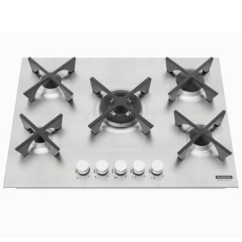 Cooktop a Gás Tramontina Design Collection Penta Inox Flat 5 GX 70 Aço Inox 5 Queim. Aut 94727104