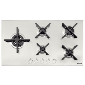 Cooktop a Gás Tramontina Design Collection Penta Inox Flat 5 GX 90 em Aço Inox 5 Queimadores Automát Cooktop a Gás Tramontina Design Collection Penta Inox Flat 5 GX 90 em Aço Inox 5 Queimadores Automát