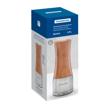 Kit 2 Moedores Tramontina Realce Sal ou Pimenta em Bambú e Aço Inox com Moinho em Cerâmica 61652000X