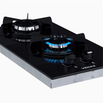 Cooktop a Gás Venax Líbero 2 Queimadores Vidro Preto 7266