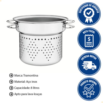 Cozi-Pasta Tramontina Solar em Aço Inox 24 cm 8 L 62514240