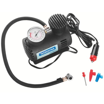 Mini Compressor de Ar Portátil Tramontina Elétrico p/ Carros 300 psi 50W 12V 8 L por Minuto 42330001