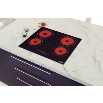 Cooktop Elétrico Tramontina New Square 4EV 60 Vitrocerâmico 4 Bocas e Comando Touch 220v 94747022