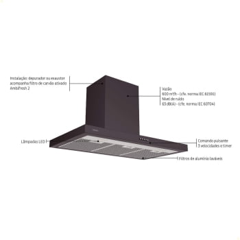 Coifa de Parede Tramontina 90cm Dritta Black 90 Aço Inox com Pintura Automotiva Preta 220 V 95800033