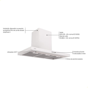 Coifa de Parede Tramontina 90cm Dritta White 90 Aço Inox com Pintura Automotiva Branca 220V 95800034