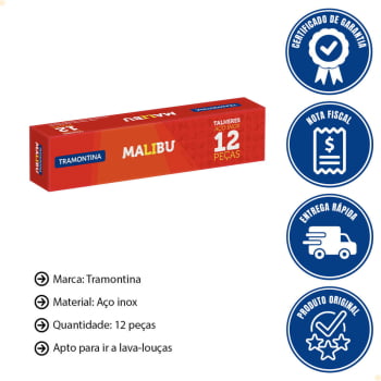 Kit 12 Colheres para Sobremesa Tramontina Malibu em Aço Inox 23736000X12