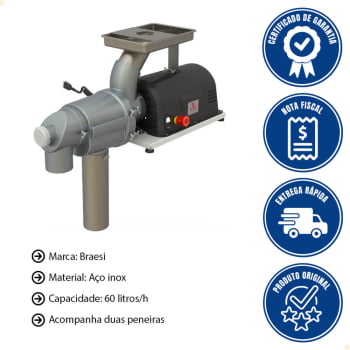 Despolpadeira de Frutas Braesi 60L DES-60 G2 2PN Industrial Bivolt 1/2CV 60HZ B14154