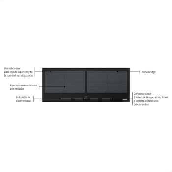 Cooktop por Indução Tramontina Slim Slider Bridge 4EI 90 em Vidro Preto 220v 94722222