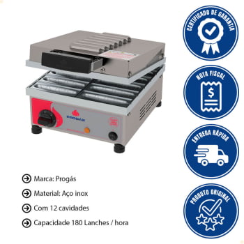 Máquina Elétrica de Crepe Suiço Palito Progás PRK-12 Style 12 Cavidades 220V P30402