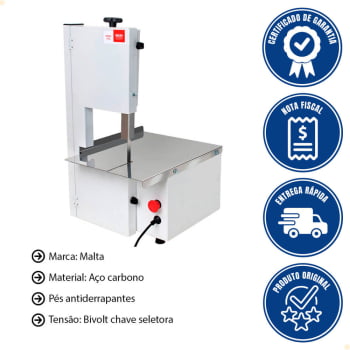 Serra Fita 1,54 mts Malta Branca Mesa Inox Motor 1/3 CV Bivolt 3101048