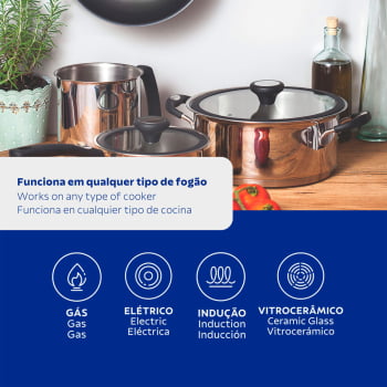 Jogo de Panelas Tramontina Solar Silicone em Aço Inox com Fundo Triplo 5 Peças 65120040