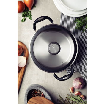 Jogo de Panelas Tramontina Solar Silicone em Aço Inox com Fundo Triplo 5 Peças 65120040