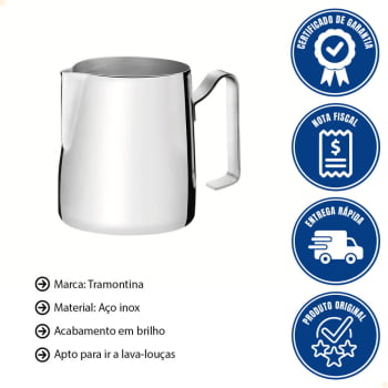 Caneca Leiteira para Barista Tramontina em Aço Inox 8 cm 440 ml 61437080