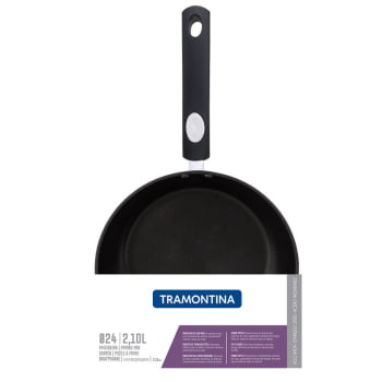 Frigideira Tramontina Solar Rasa Aço Inox Fundo Triplo Revest. Int Anti. Cabo de Silicone 24cm 2,1L 