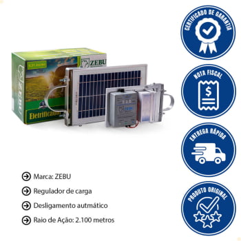 Kit Cerca Eletrica Solar Zebu com uma Bateria 7 Amperes Zebu ZS20BI 33758