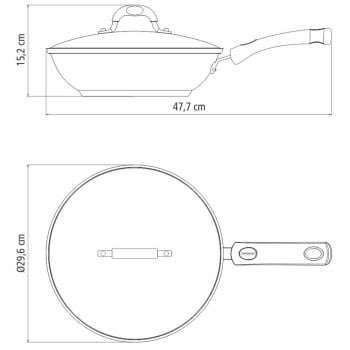 Panela Wok Tramontina Solar Silicone Aço Inox com Fundo Triplo e Tampa de Vidro 28 cm 3,3 L 62138280