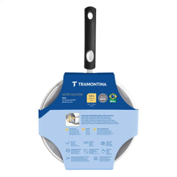Panela Wok Tramontina Solar Silicone Aço Inox com Fundo Triplo e Tampa de Vidro 28 cm 3,3 L 62138280