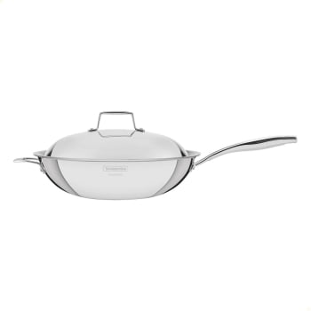 Panela Wok Tramontina Grano em Aço Inox Corpo Triplo com Tampa e Cabo 32 cm 5,2 L 62158320