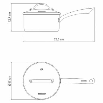 Panela Tramontina Una em Aço Inox com Fundo Triplo e Tampa de Vidro 16 cm 1,4 L 62281160