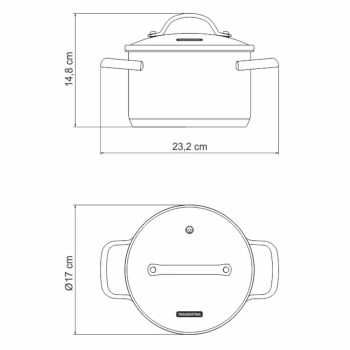 Caçarola Funda Tramontina Una em Aço Inox com Fundo Triplo e Tampa de Vidro 16 cm 1,8 L 62284160