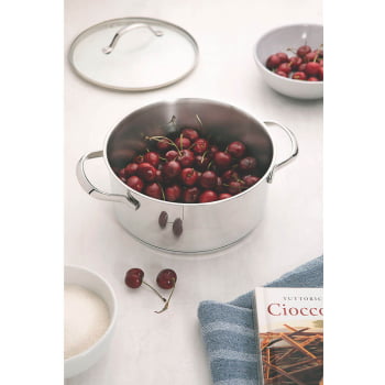 Caçarola Funda Tramontina Una em Aço Inox com Fundo Triplo e Tampa de Vidro 16 cm 1,8 L 62284160