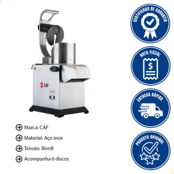 Processador de Alimentos Com 6 Discos CAF PA190 Em Inox Bivolt PA210231F34