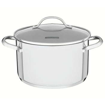 Caçarola Funda Tramontina Una em Aço Inox com Fundo Triplo e Tampa de Vidro 20 cm 3,6 L 62284200