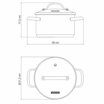 Caçarola Funda Tramontina Una em Aço Inox com Fundo Triplo e Tampa de Vidro 20 cm 3,6 L 62284200