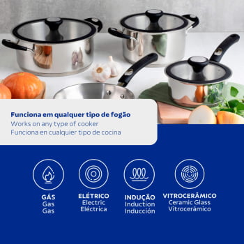Jogo de Panelas Tramontina Solar Silicone em Aço Inox 4 Peças 65120030