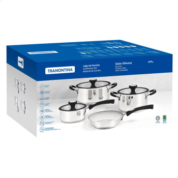 Jogo de Panelas Tramontina Solar Silicone em Aço Inox 4 Peças 65120030