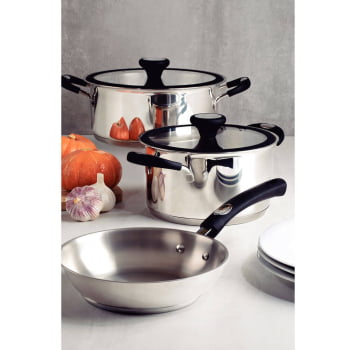 Jogo de Panelas Tramontina Solar Silicone em Aço Inox 4 Peças 65120030