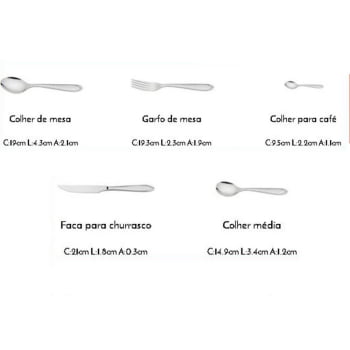 Faqueiro Tramontina Laguna em Aço Inox com Facas para Churrasco Acabamento Brilho 60 Peças 66906784