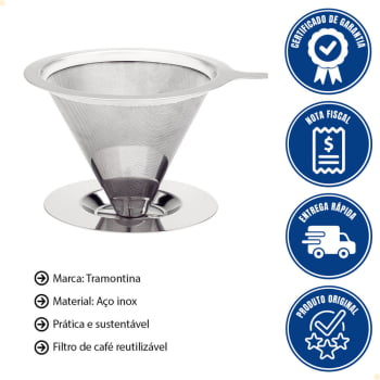 Filtro Coador de Café Reutilizável Tramontina em Aço Inox 61760000